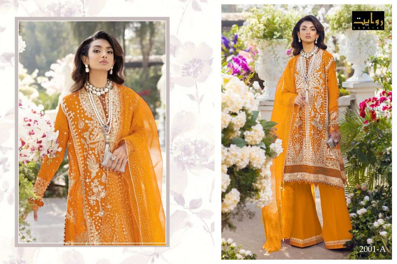 RAWAYAT PRESENT SANA SAFINAZ - 8 SEMI STITCHED PAKISTANI DESIGNER SUITS IN WHOLESALE PRICE IN SURAT - SAI DRESSES