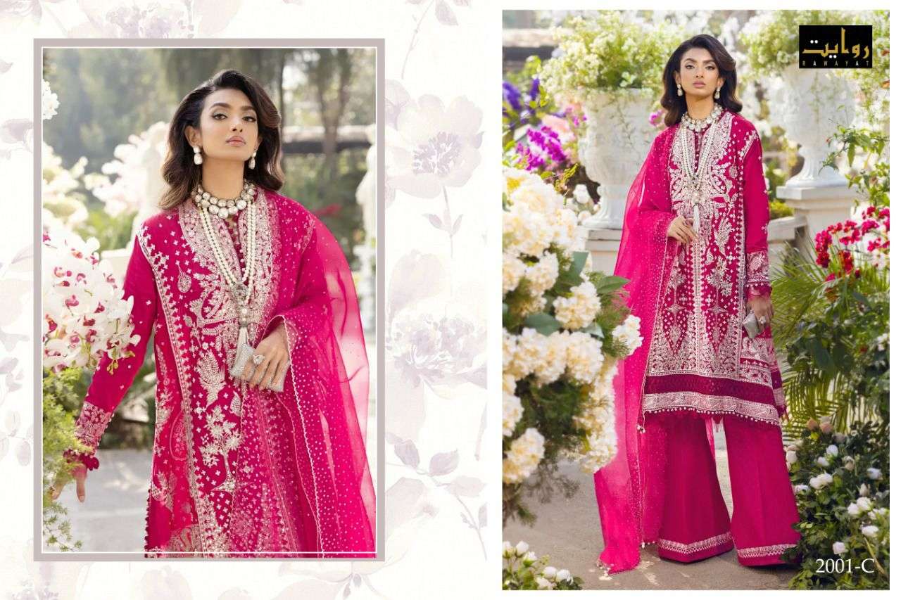 RAWAYAT PRESENT SANA SAFINAZ - 8 SEMI STITCHED PAKISTANI DESIGNER SUITS IN WHOLESALE PRICE IN SURAT - SAI DRESSES