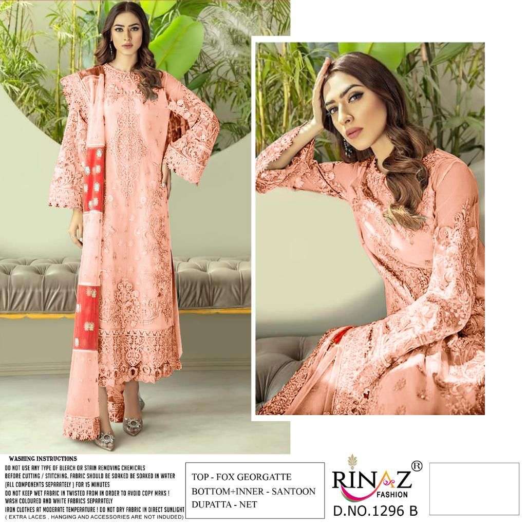 RINAZ FASHION PRESENT RINAZ D.NO 1296 A TO 1296 D SERIES SEMI STITCHED PAKISTANI DESIGNER SUITS IN WHOLESALE PRICE IN SURAT - SAI DRESSES