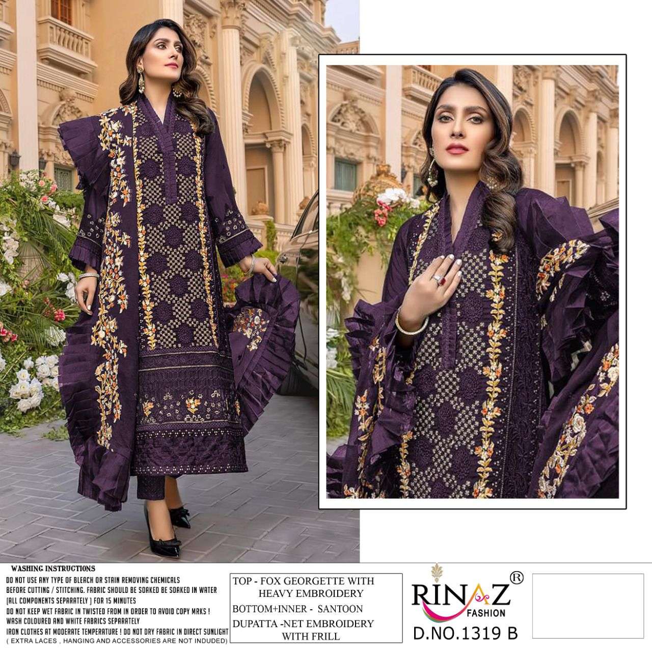 RINAZ FASHION PRESENT RINAZ D.NO 1319 A TO 1319 E SERIES SEMI STITCHED PAKISTANI DESIGNER SUITS IN WHOLESALE PRICE IN SURAT - SAI DRESSES