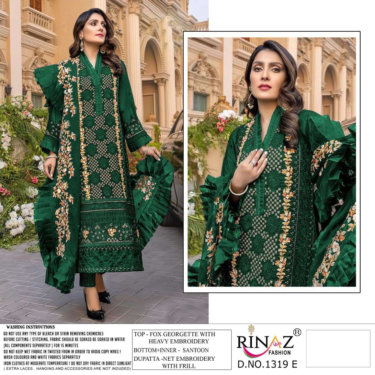RINAZ FASHION PRESENT RINAZ D.NO 1319 A TO 1319 E SERIES SEMI STITCHED PAKISTANI DESIGNER SUITS IN WHOLESALE PRICE IN SURAT - SAI DRESSES