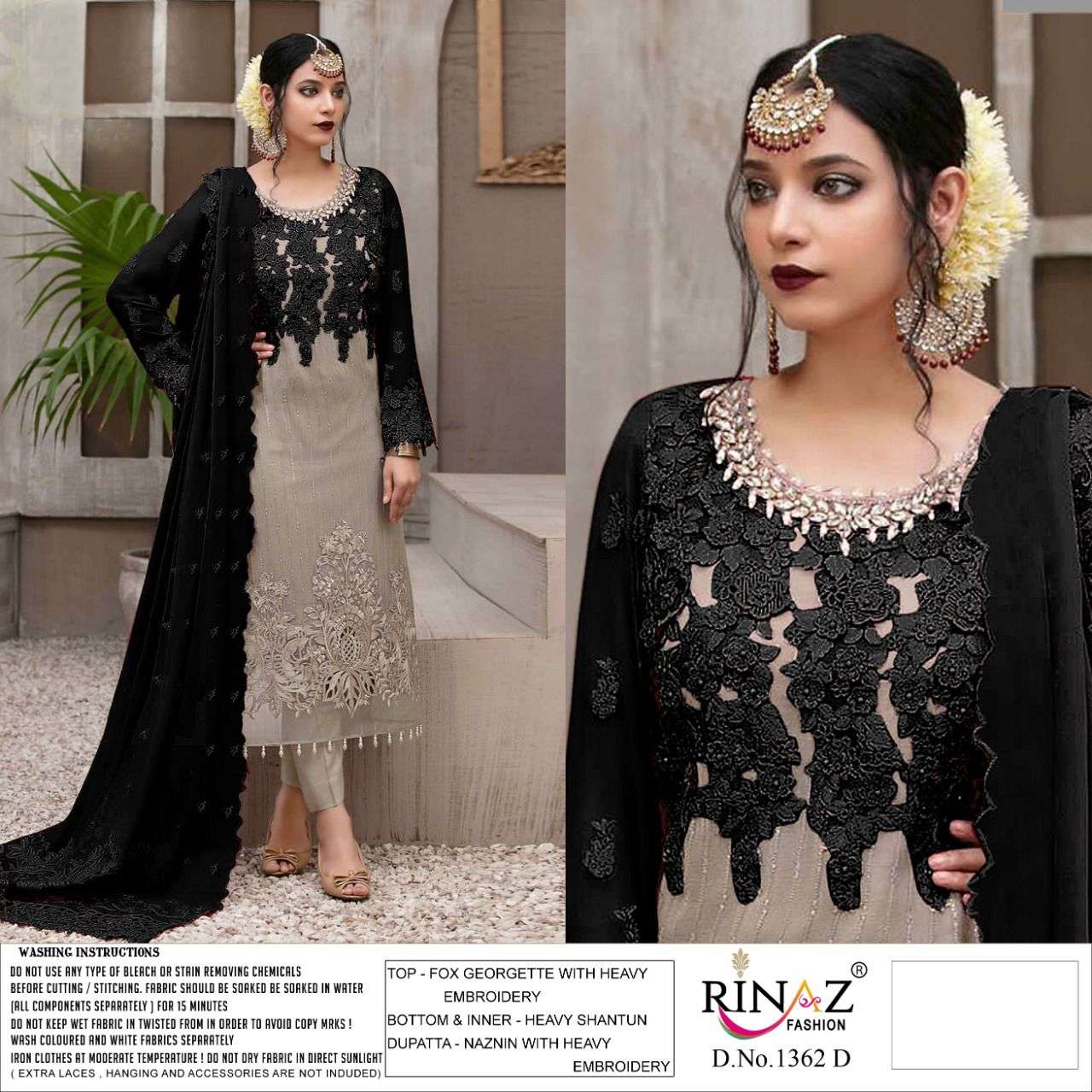 RINAZ FASHION PRESENT RINAZ D.NO 1362 A TO 1362 E SERIES SEMI STITCHED PAKISTANI DESIGNER SUITS IN WHOLESALE PRICE IN SURAT - SAI DRESSES