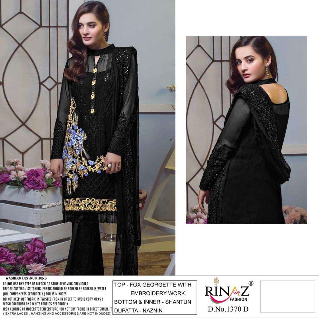 RINAZ FASHION PRESENT RINAZ D.NO 1370 A TO 1370 E SERIES SEMI STITCHED PAKISTANI DESIGNER SUITS IN WHOLESALE PRICE IN SURAT - SAI DRESSES