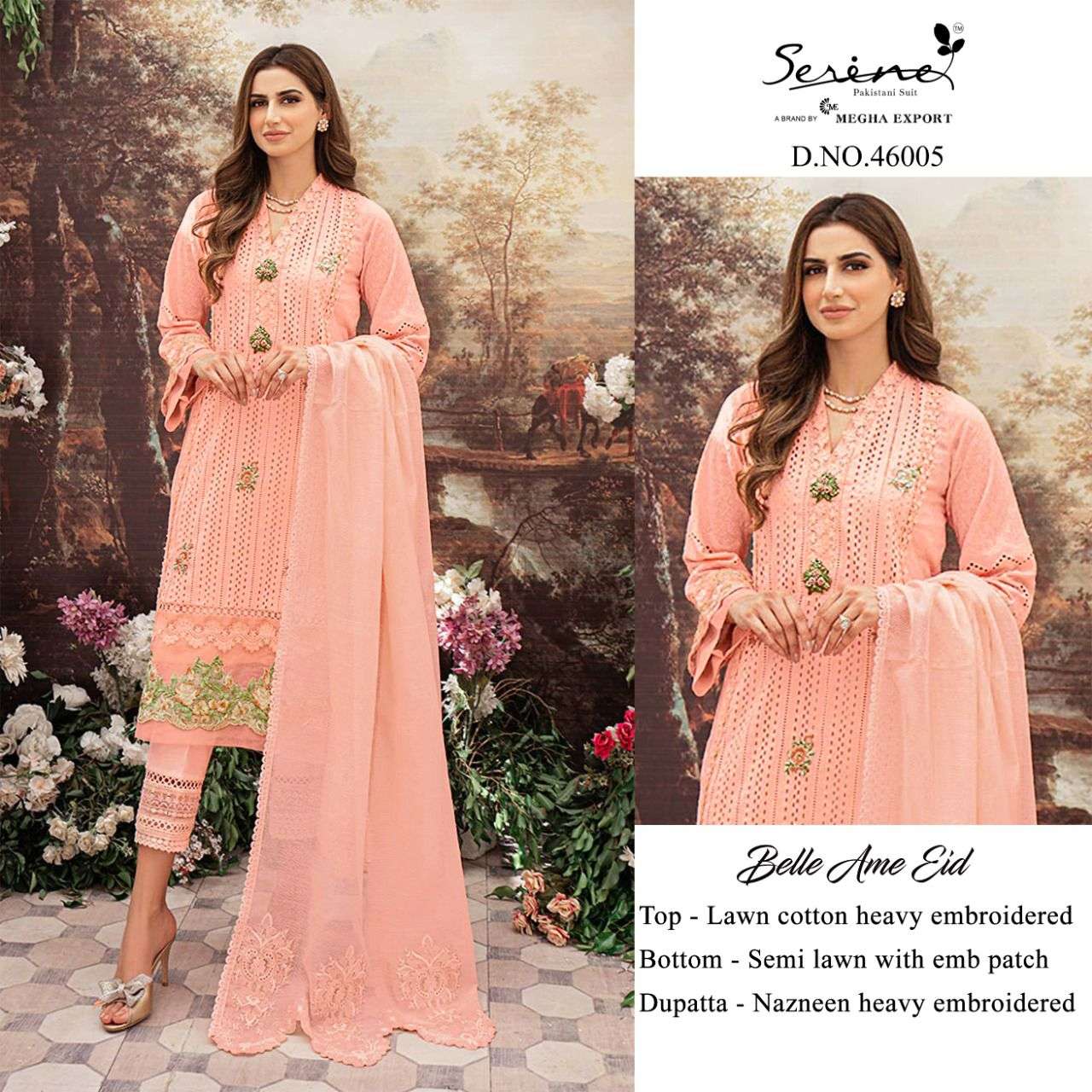 SERENE PRESENT BELLE AME EID LAWN COTTON EMBROIDERED PAKISTANI SUITS IN WHOLESALE PRICE IN SURAT - SAI DRESSES