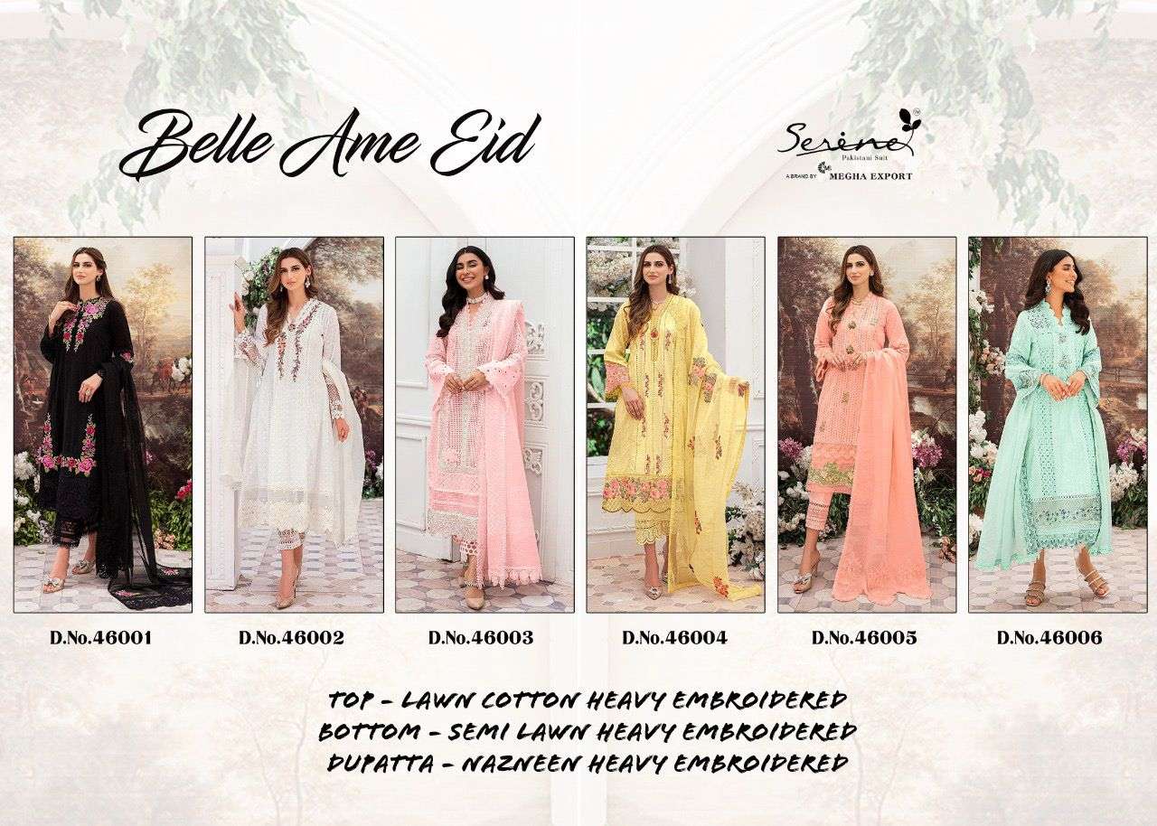 SERENE PRESENT BELLE AME EID LAWN COTTON EMBROIDERED PAKISTANI SUITS IN WHOLESALE PRICE IN SURAT - SAI DRESSES