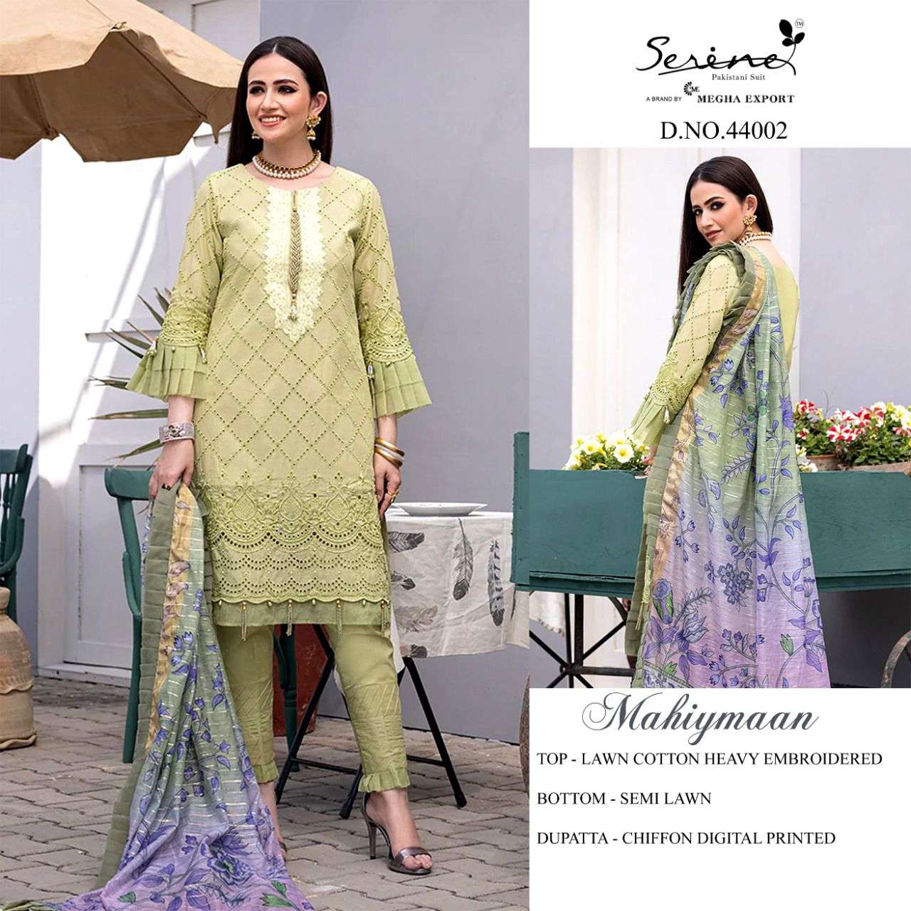 SERENE PRESENT MAHIYMAAN LAWN EMBROIDERED PAKISTANI DESIGNER SUITS IN WHOLESALE PRICE IN SURAT - SAI DRESSES