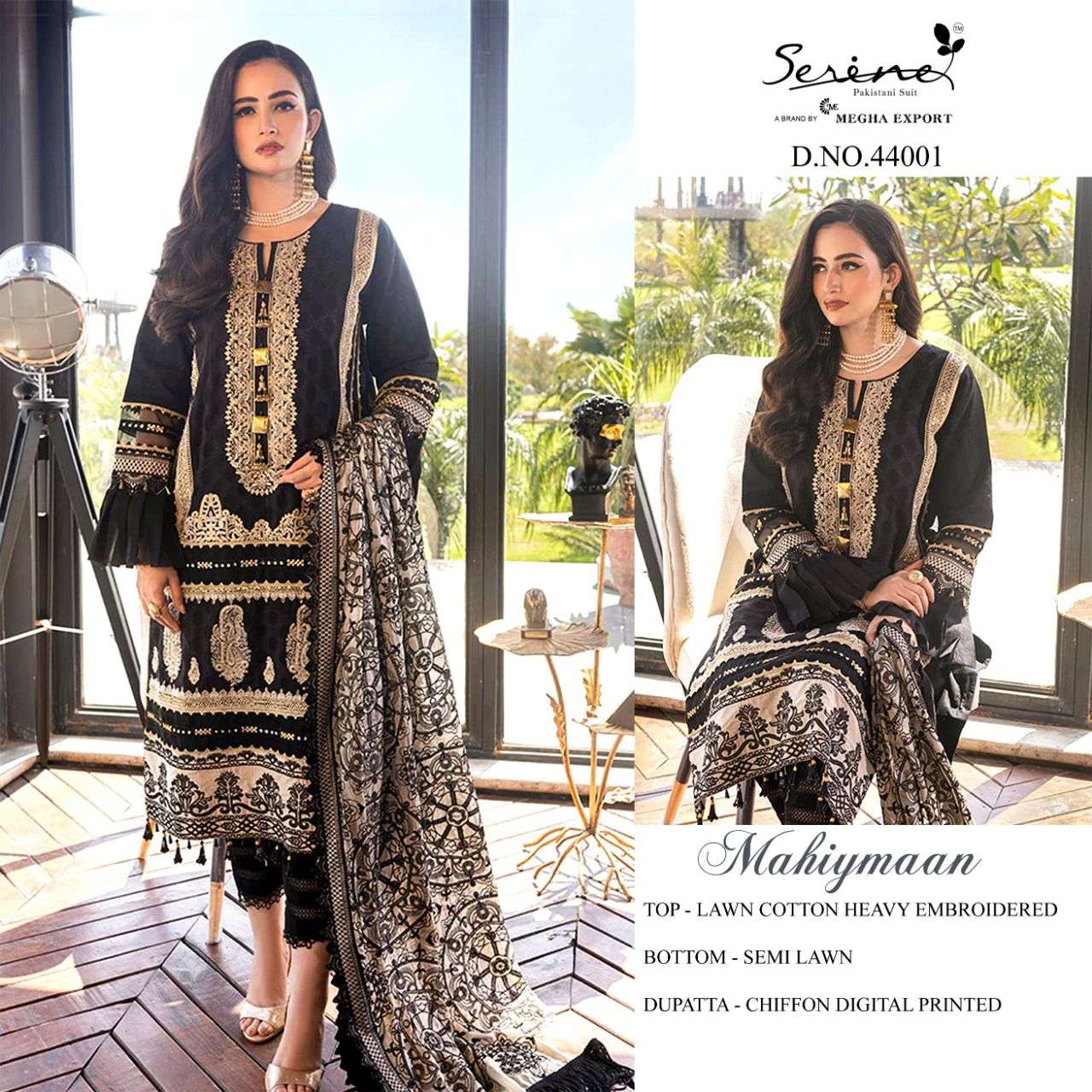 SERENE PRESENT MAHIYMAAN LAWN EMBROIDERED PAKISTANI DESIGNER SUITS IN WHOLESALE PRICE IN SURAT - SAI DRESSES