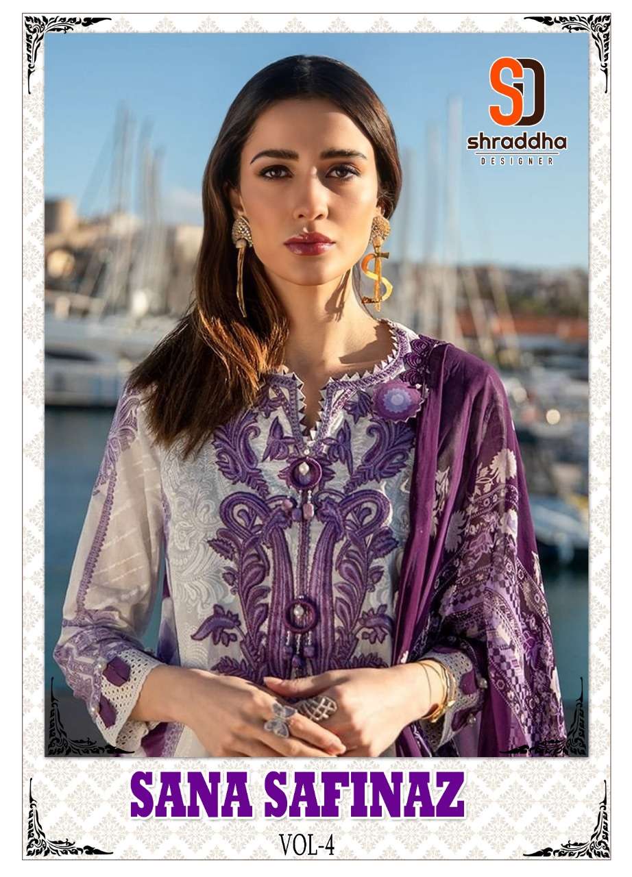SHRADDHA DESIGNER PRESENT SANA SAFINAZ VOL 4 LAWN PAKISTANI DESIGNER SUITS IN WHOLESALE PRICE IN SURAT - SAI DRESSES 