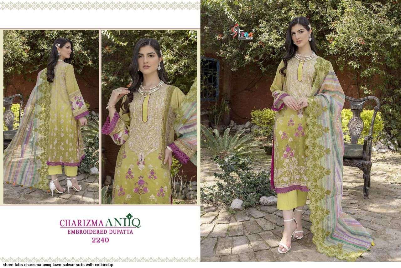 SHREE FAB PRESENT CHARIZMA ANIIQ PURE LAWN WITH EMBROIDERED DUPATTA PAKISTANI DESIGNER SUITS IN WHOLESALE PRICE IN SURAT - SAI DRESSES