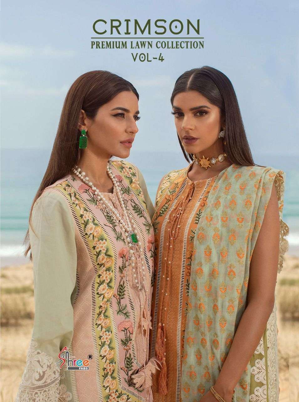SHREE FABS PRESENT CRIMSON PREMIUM LAWN COLLECTION VOL 4 PAKISTANI DESIGNER SUITS IN WHOLESALE PRICE IN SURAT - SAI DRESSES