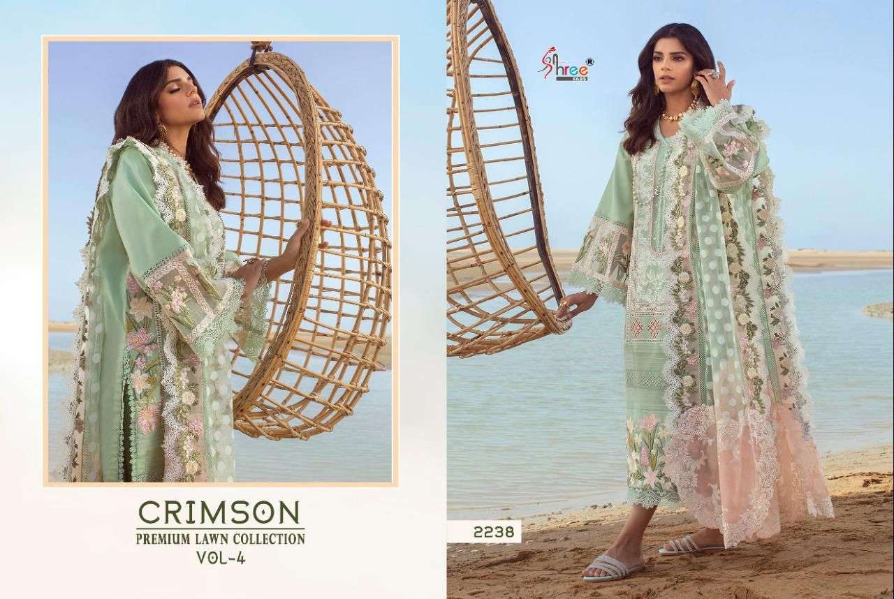 SHREE FABS PRESENT CRIMSON PREMIUM LAWN COLLECTION VOL 4 PAKISTANI DESIGNER SUITS IN WHOLESALE PRICE IN SURAT - SAI DRESSES