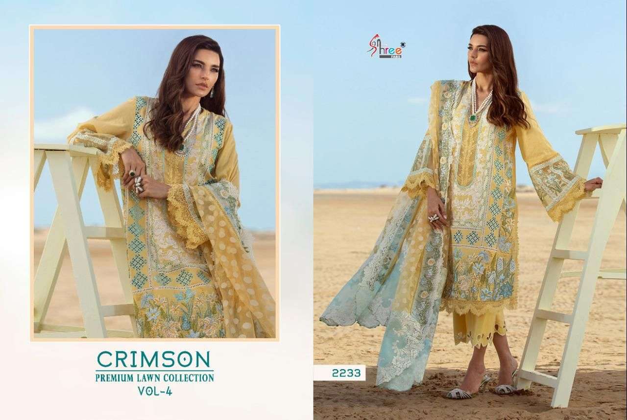 SHREE FABS PRESENT CRIMSON PREMIUM LAWN COLLECTION VOL 4 PAKISTANI DESIGNER SUITS IN WHOLESALE PRICE IN SURAT - SAI DRESSES