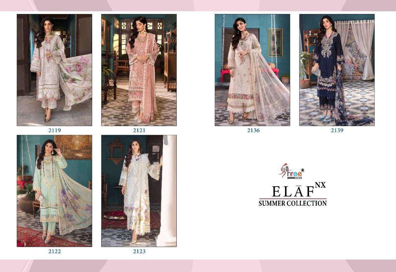 SHREE FABS PRESENT ELAF NX SUMMER COLLECTION EMBROIDERED PAKISTANI SUITS IN WHOLESALE PRICE IN SURAT - SAI DRESSES