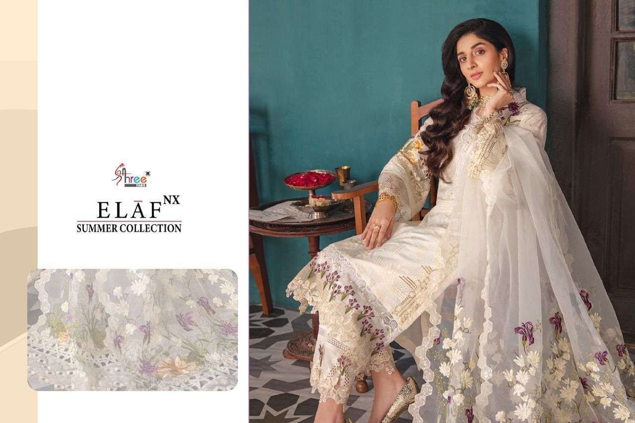 SHREE FABS PRESENT ELAF NX SUMMER COLLECTION EMBROIDERED PAKISTANI SUITS IN WHOLESALE PRICE IN SURAT - SAI DRESSES