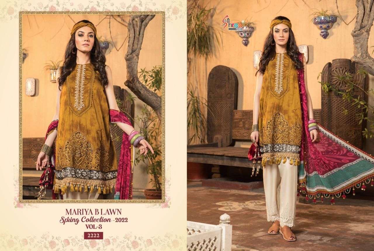 SHREE FABS PRESENT MARIYA B LAWN SPRING COLLECTION 2022 VOL 3 PAKISTANI SUITS IN WHOLESALE PRICE IN SURAT - SAI DRESSES