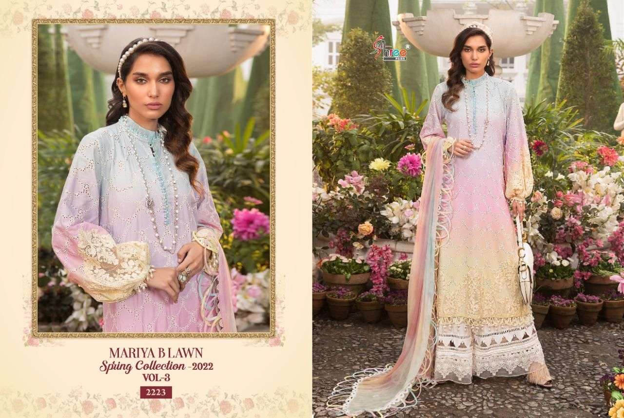 SHREE FABS PRESENT MARIYA B LAWN SPRING COLLECTION 2022 VOL 3 PAKISTANI SUITS IN WHOLESALE PRICE IN SURAT - SAI DRESSES