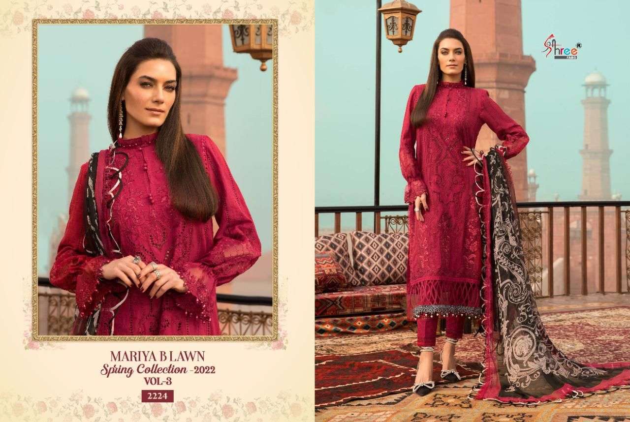 SHREE FABS PRESENT MARIYA B LAWN SPRING COLLECTION 2022 VOL 3 PAKISTANI SUITS IN WHOLESALE PRICE IN SURAT - SAI DRESSES