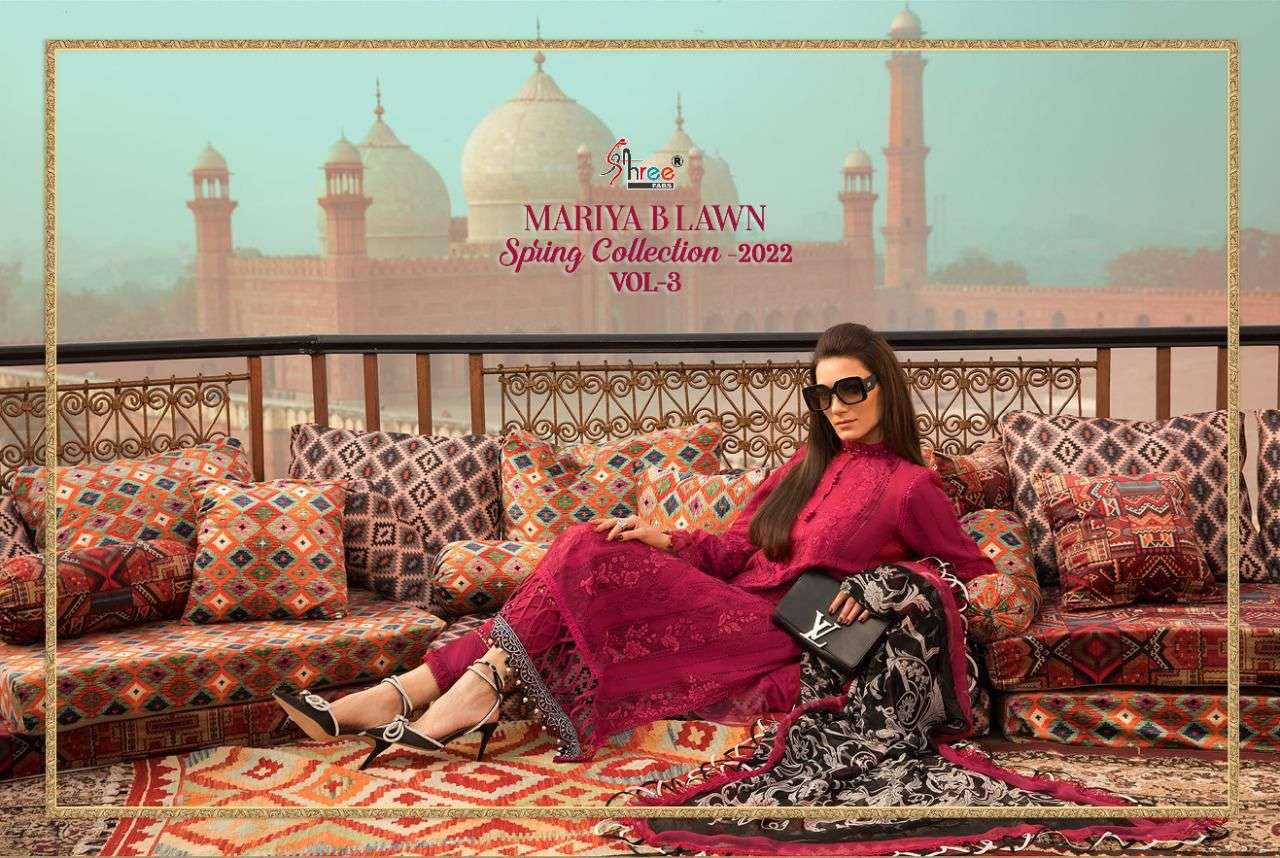 SHREE FABS PRESENT MARIYA B LAWN SPRING COLLECTION 2022 VOL 3 PAKISTANI SUITS IN WHOLESALE PRICE IN SURAT - SAI DRESSES