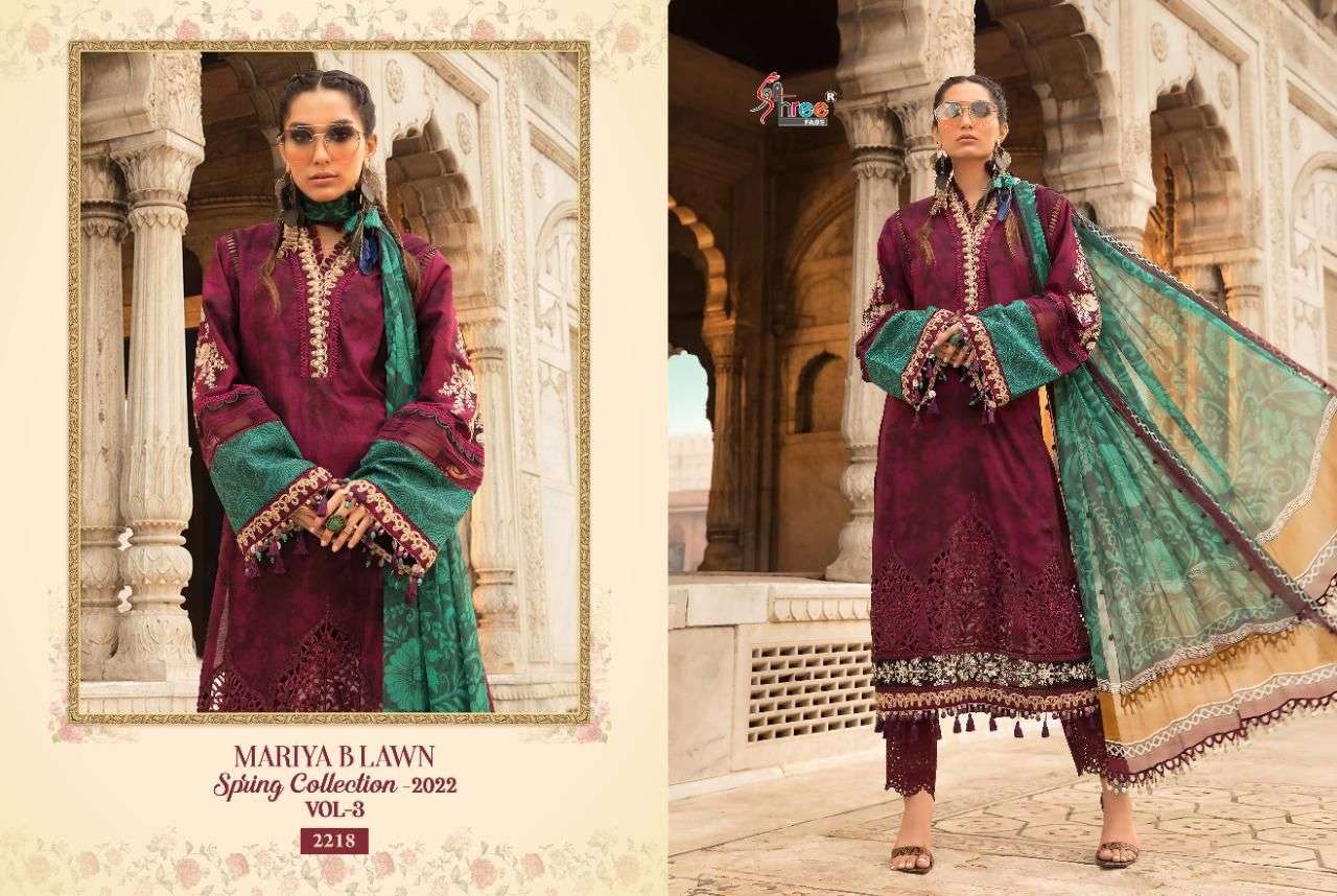 SHREE FABS PRESENT MARIYA B LAWN SPRING COLLECTION 2022 VOL 3 PAKISTANI SUITS IN WHOLESALE PRICE IN SURAT - SAI DRESSES