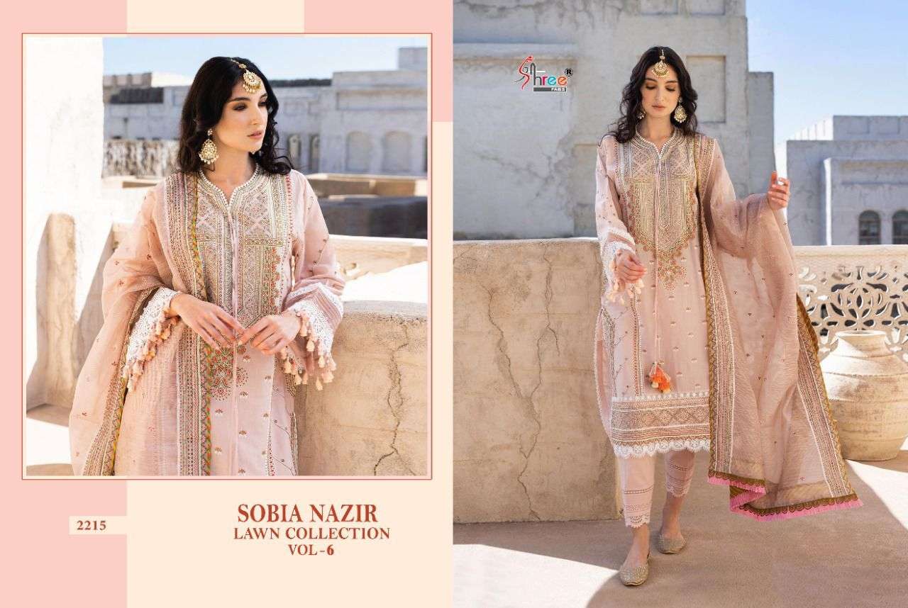 SHREE FABS PRESENT SOBIYA NAZIR LAWN COLLECTION VOL 6 COTTON PAKISTANI DESIGNER SUITS IN WHOLESALE PRICE IN SURAT - SAI DRESSES