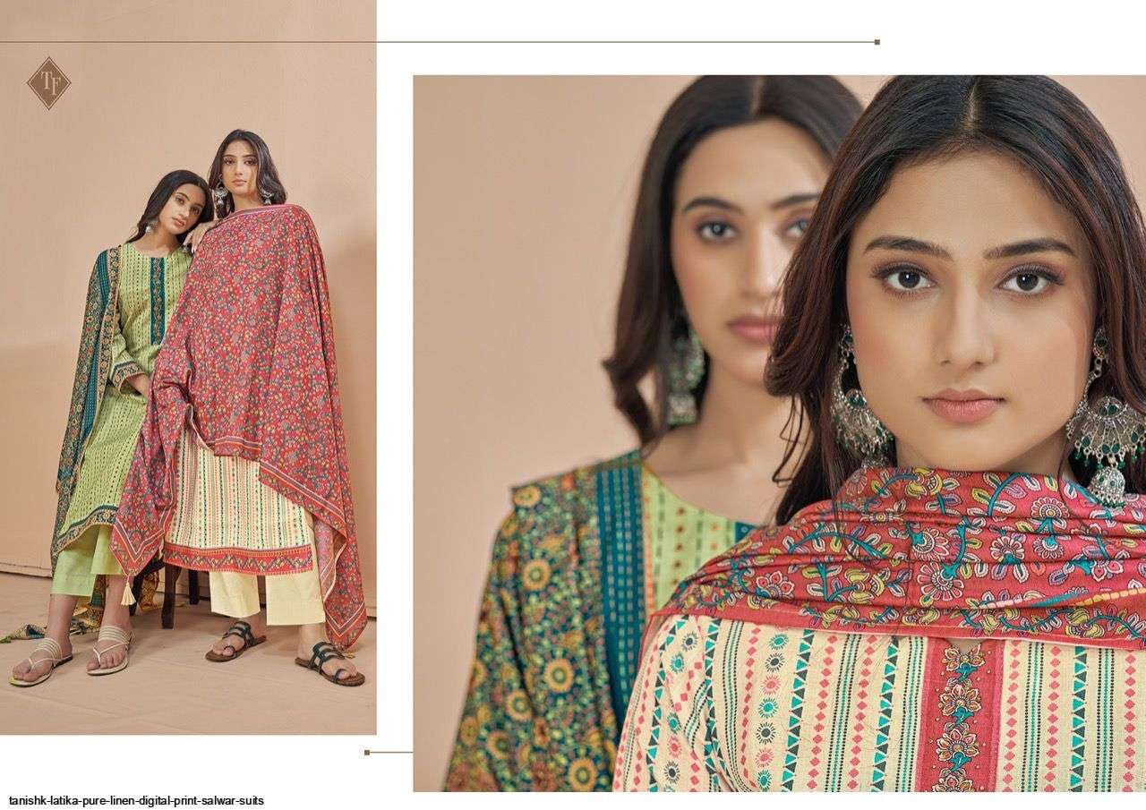 TANISHK FASHION PRESENT LATIKA PURE LINEN DIGITAL PRINTED SALWAR SUITS IN WHOLESALE PRICE IN SURAT - SAI DRESSES