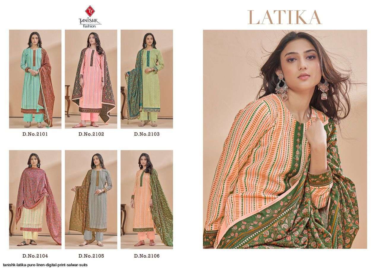 TANISHK FASHION PRESENT LATIKA PURE LINEN DIGITAL PRINTED SALWAR SUITS IN WHOLESALE PRICE IN SURAT - SAI DRESSES