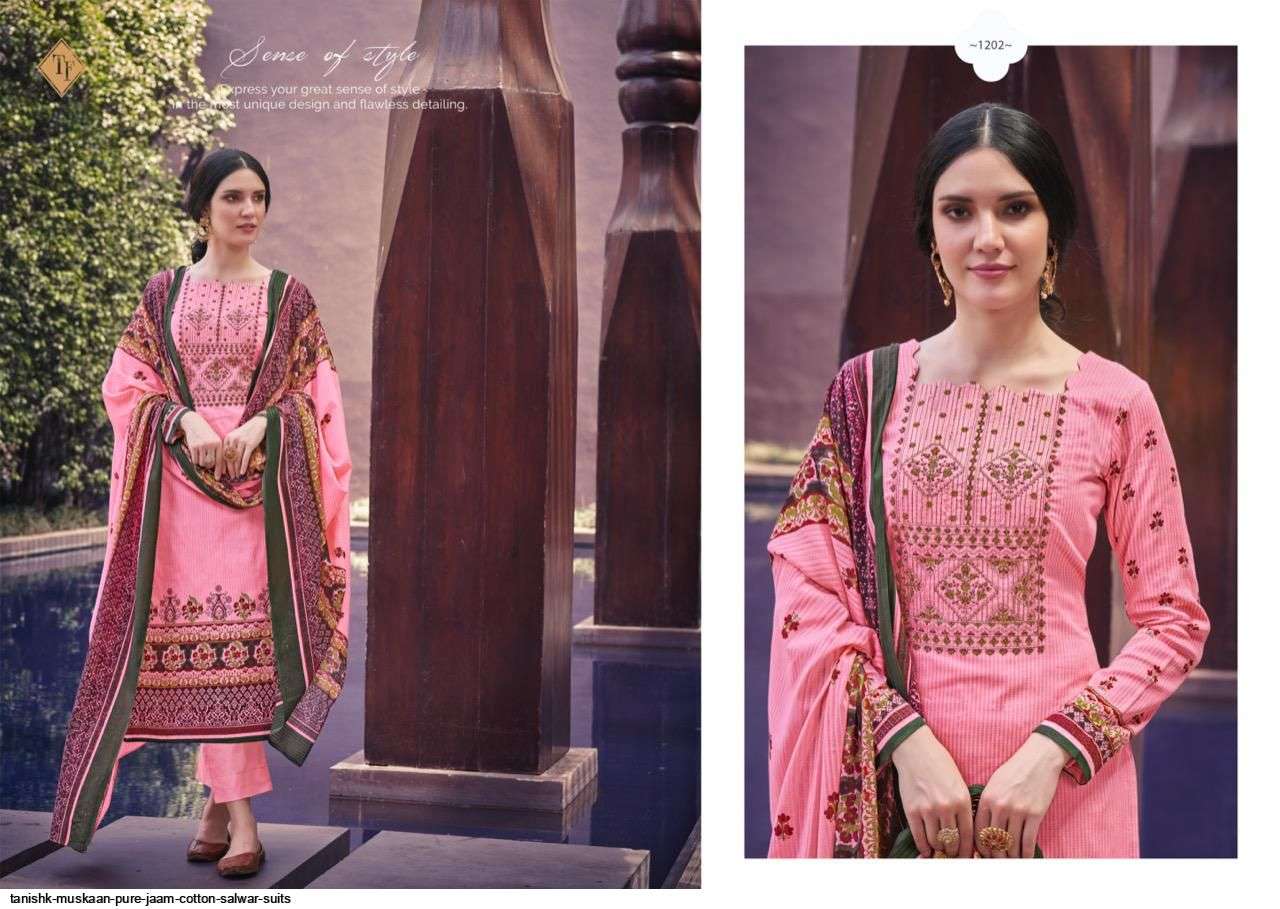 TANISHK FASHION PRESENT MUSKAAN PURE JAAM COTTON DESIGNER SALWAR SUITS IN WHOLESALE PRICE IN SURAT - SAI DRESSES