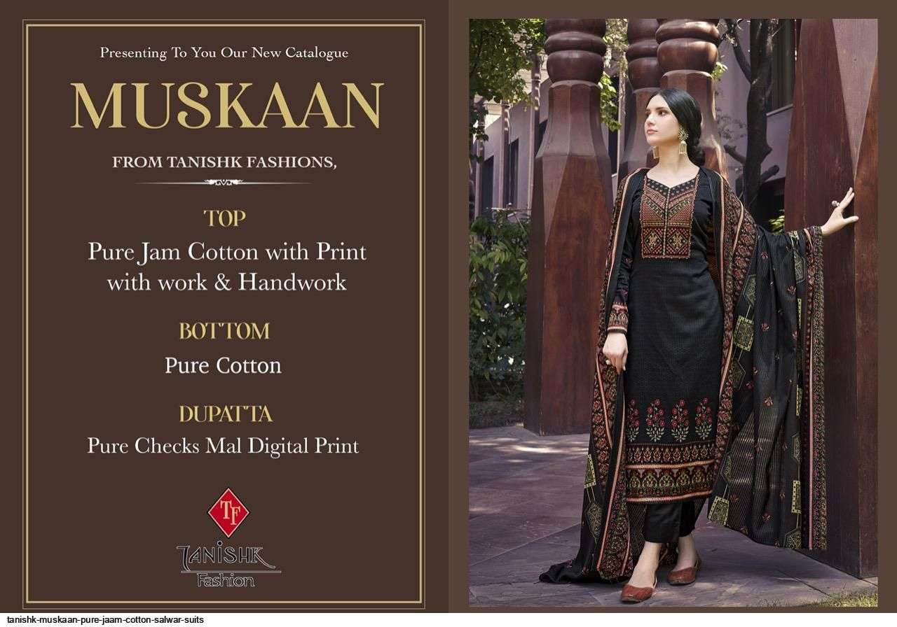 TANISHK FASHION PRESENT MUSKAAN PURE JAAM COTTON DESIGNER SALWAR SUITS IN WHOLESALE PRICE IN SURAT - SAI DRESSES