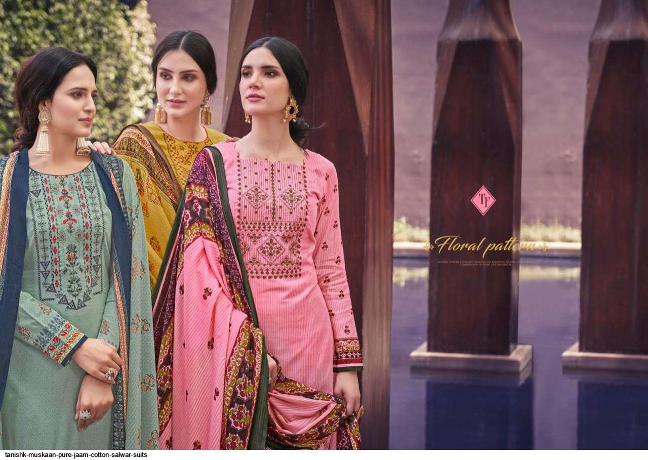 TANISHK FASHION PRESENT MUSKAAN PURE JAAM COTTON DESIGNER SALWAR SUITS IN WHOLESALE PRICE IN SURAT - SAI DRESSES