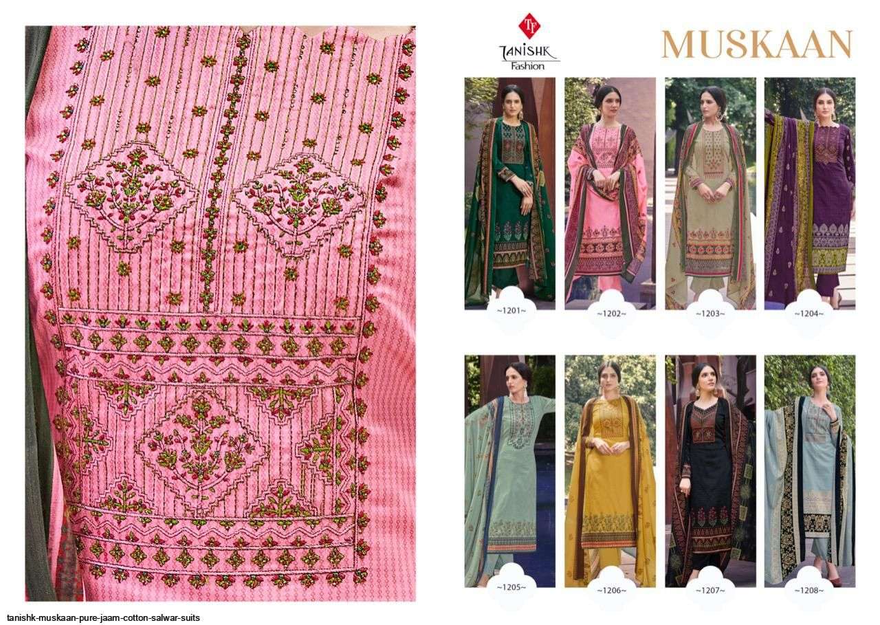 TANISHK FASHION PRESENT MUSKAAN PURE JAAM COTTON DESIGNER SALWAR SUITS IN WHOLESALE PRICE IN SURAT - SAI DRESSES