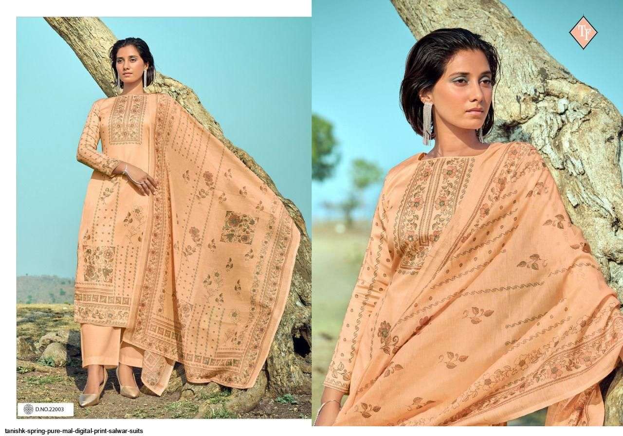 TANISHK FASHION PRESENT SPRING DIGITAL PRINT WITH HANDWORK DESIGNER SUITS IN WHOLESALE PRICE IN SURAT - SAI DRESSES