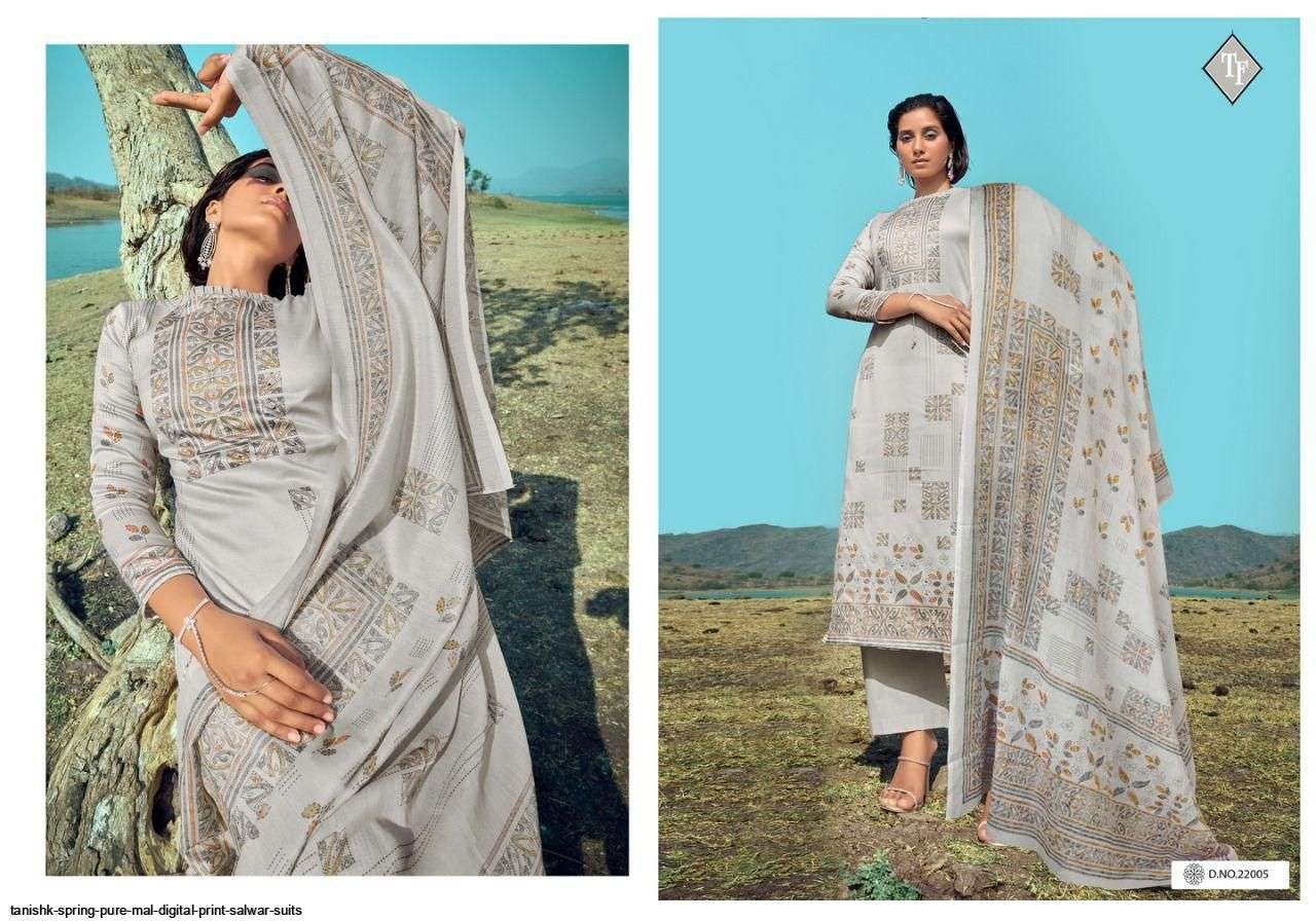 TANISHK FASHION PRESENT SPRING DIGITAL PRINT WITH HANDWORK DESIGNER SUITS IN WHOLESALE PRICE IN SURAT - SAI DRESSES