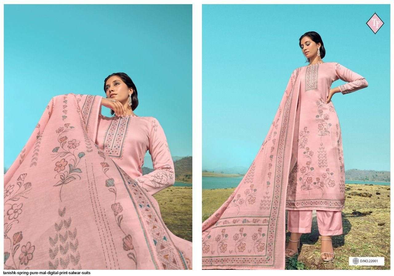 TANISHK FASHION PRESENT SPRING DIGITAL PRINT WITH HANDWORK DESIGNER SUITS IN WHOLESALE PRICE IN SURAT - SAI DRESSES