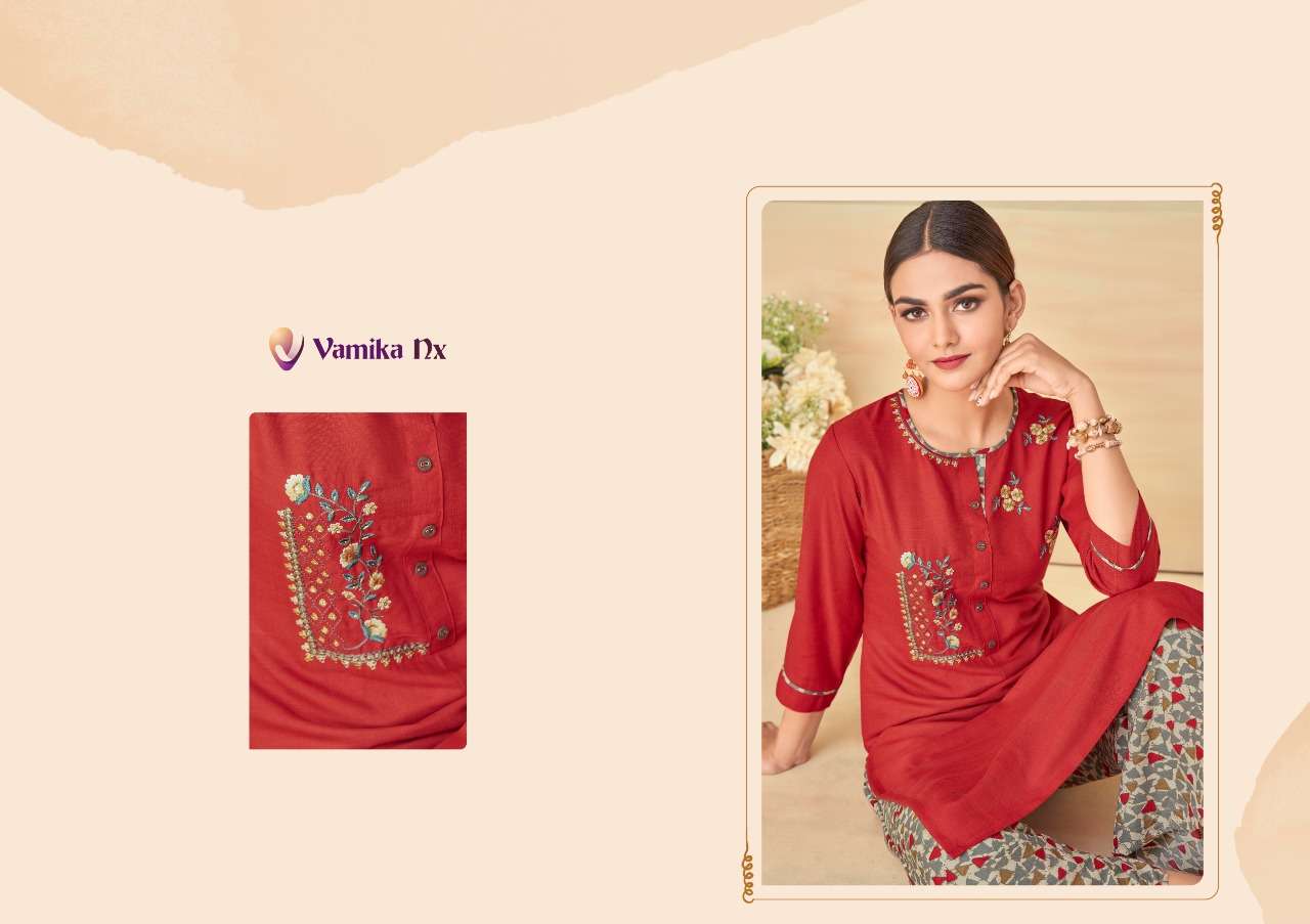 VAMIKA NX PRESENT PLAZO VOL 1 RAYON FANCY KURTI WITH PLAZZO PAIR IN WHOLESALE PRICE IN SURAT - SAI DRESSES