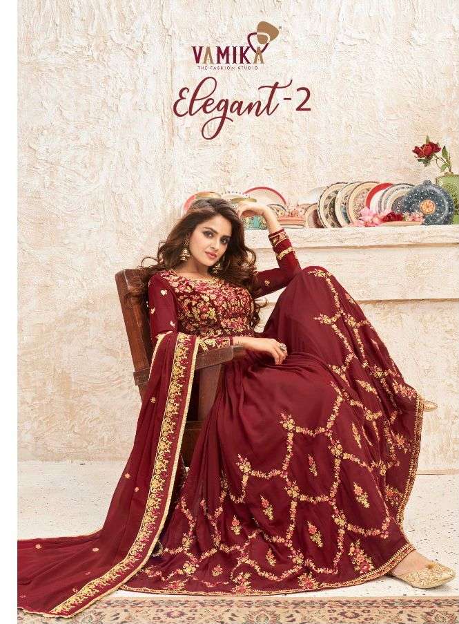 VAMIKA PRESENT ELEGANT VOL 2 READYMADE GEORGETTE DESIGNER SUITS IN WHOLESALE PRICE IN SURAT - SAI DRESSES