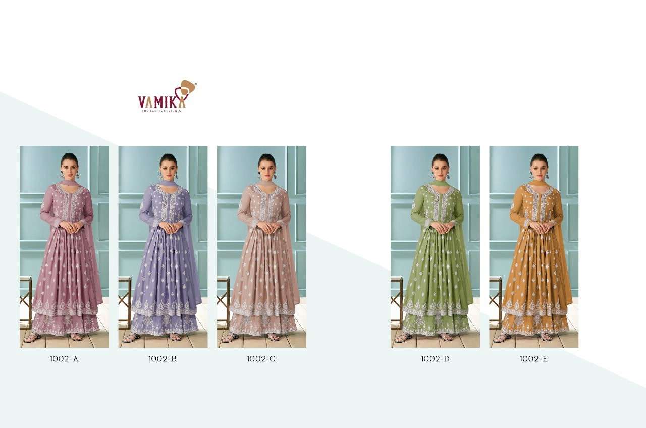 VAMIKA PRESENT LAKHNAVI COLOUR PLUS READYMADE DESIGNER SUITS IN WHOLESALE PRICE IN SURAT - SAI DRESSES