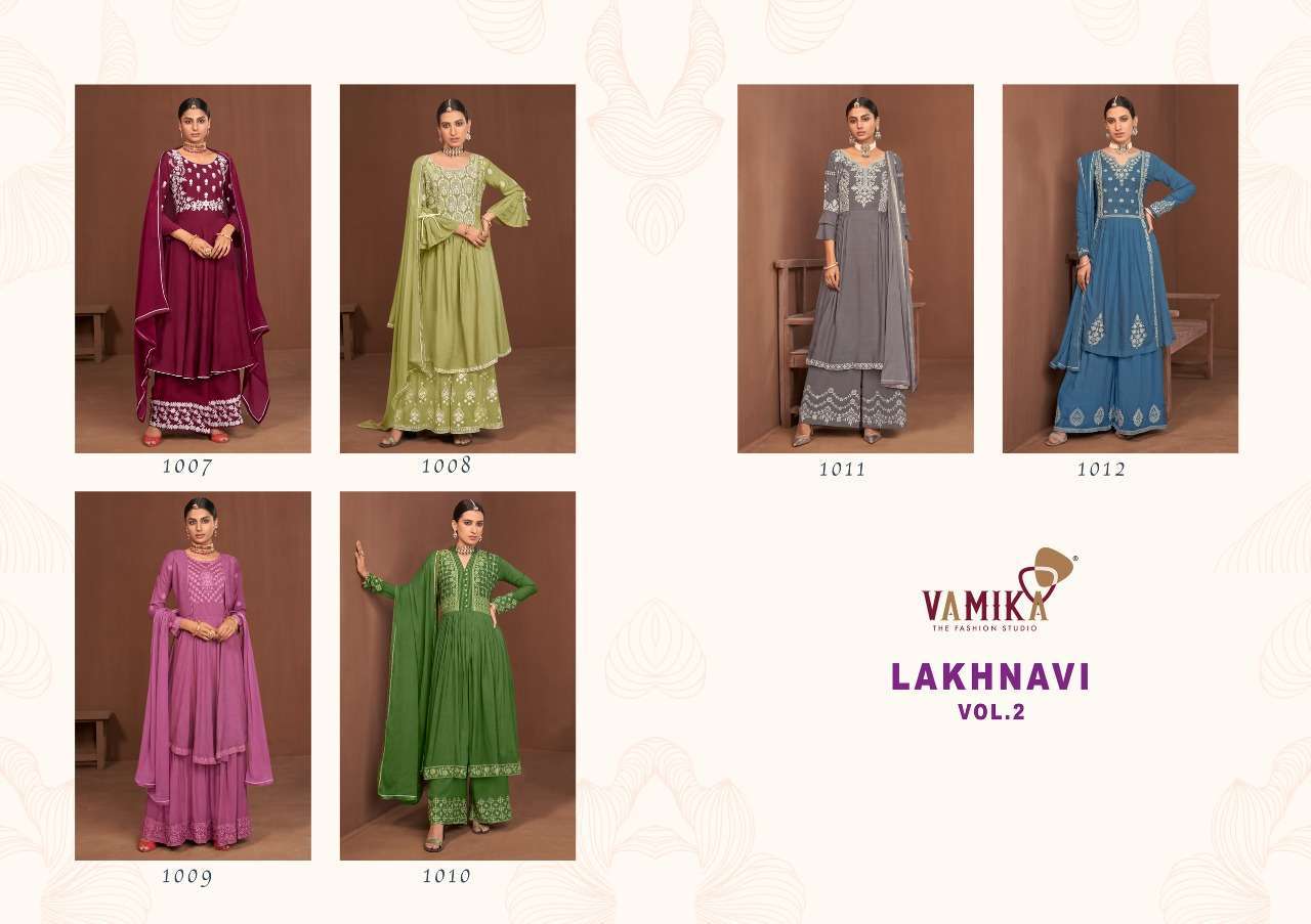 VAMIKA PRESENT LAKHNAVI VOL-2 FULL STITCHED DESIGNER SUITS IN WHOLESALE PRICE IN SURAT - SAI DRESSES 