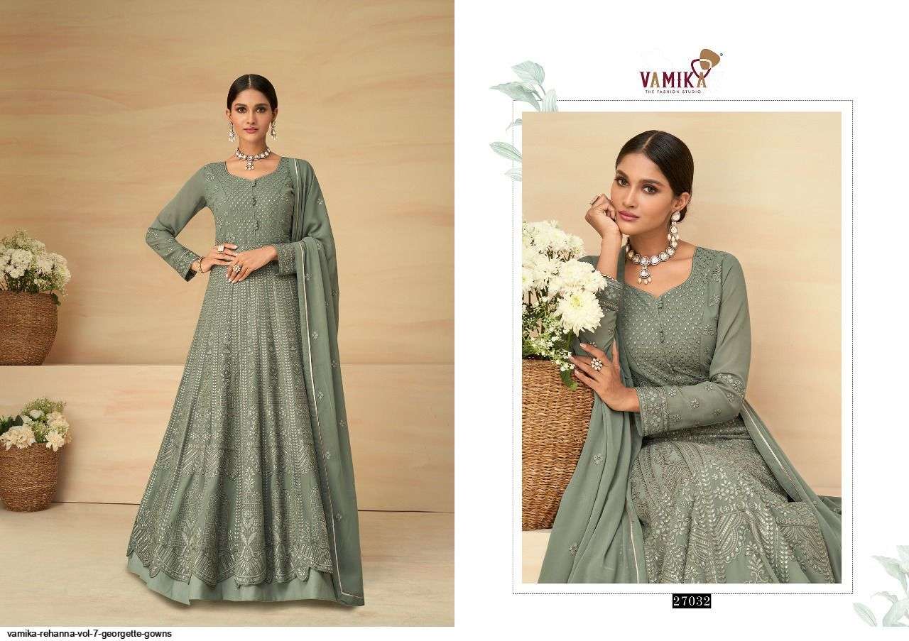 VAMIKA PRESENT REHANNA VOL 7 GEORGETTE READYMADE DESIGNER GOWNS IN WHOLESALE PRICE IN SURAT - SAI DRESSES 