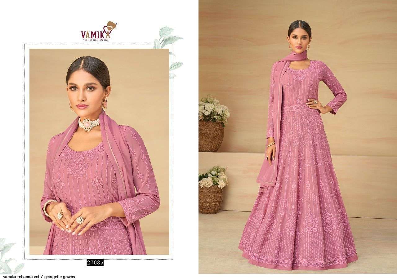 VAMIKA PRESENT REHANNA VOL 7 GEORGETTE READYMADE DESIGNER GOWNS IN WHOLESALE PRICE IN SURAT - SAI DRESSES 