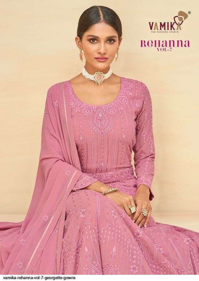 VAMIKA PRESENT REHANNA VOL 7 GEORGETTE READYMADE DESIGNER GOWNS IN WHOLESALE PRICE IN SURAT - SAI DRESSES 