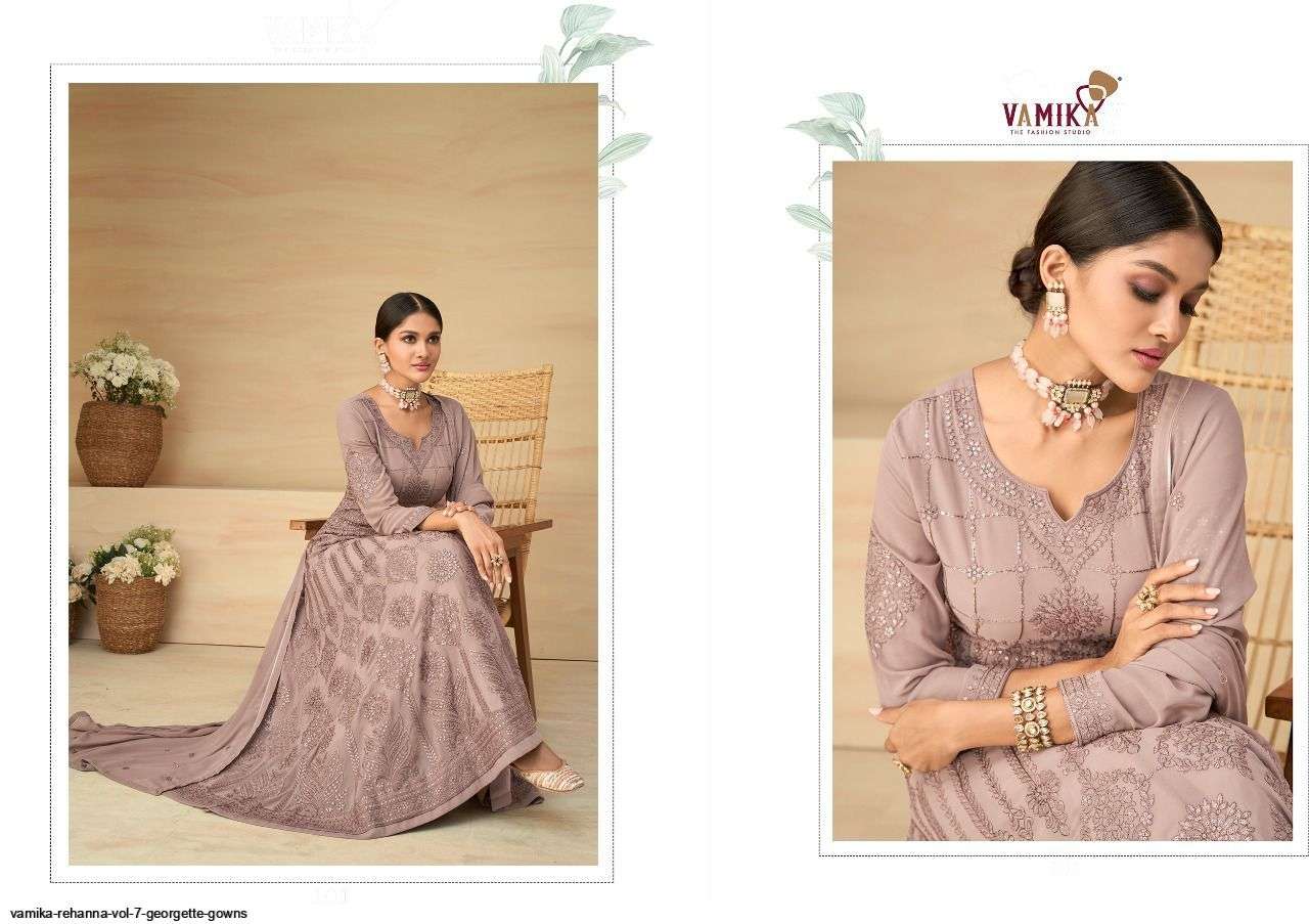 VAMIKA PRESENT REHANNA VOL 7 GEORGETTE READYMADE DESIGNER GOWNS IN WHOLESALE PRICE IN SURAT - SAI DRESSES 