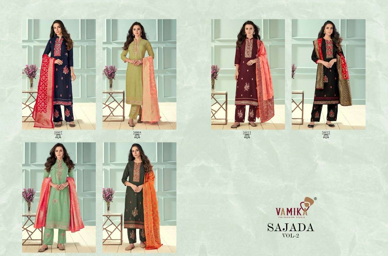  VAMIKA PRESENT SAJADA VOL 2  RAYON FULL STITCHED SALWAR SUITS IN WHOLESALE PRICE IN SURAT - SAI DRESSES