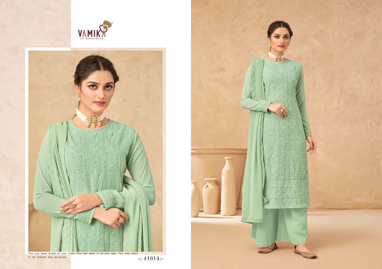 VAMIKA PRESENT SIMONA VOL-5 GEORGETTE FULL STITCHED SALWAR SUITS IN WHOLESALE PRICE IN SURAT - SAI DRESSES