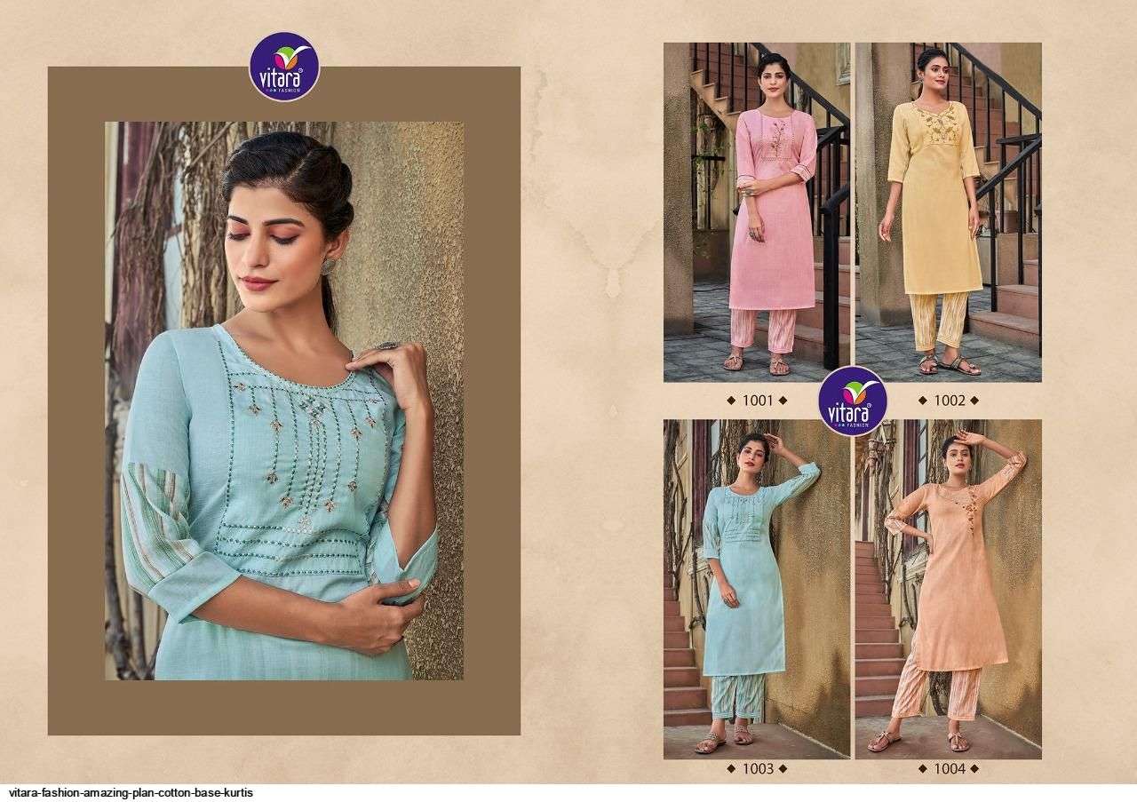 VITARA FASHION PRESENT AMAZING CATALOG COTTON KURTI WITH PANT IN WHOLESALE PRICE IN SURAT - SAI DRESSES