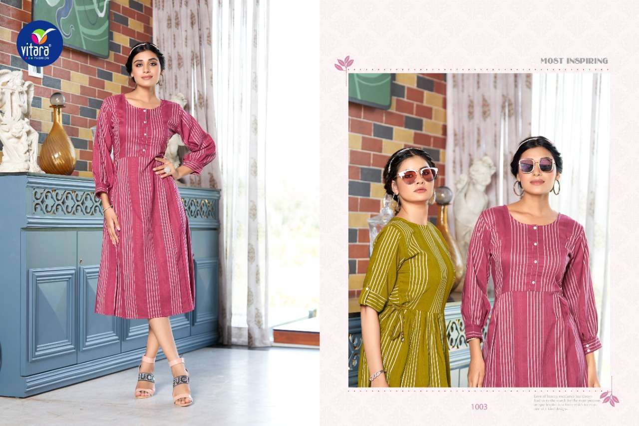 VITARA FASHION PRESENT ARMANI KADAMBARI SILK DESIGNER STYLE FANCY KURTIS COLLECTION IN WHOLESALE PRICE IN SURAT - SAI DRESSES