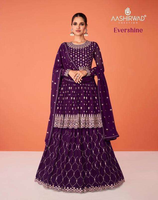 AASHIRWAD CREATION PRESENT EVERSHINE READYMADE GHARARA STYLE DESIGNER SUITS IN WHOLESALE PRICE IN SURAT - SAI DRESSES