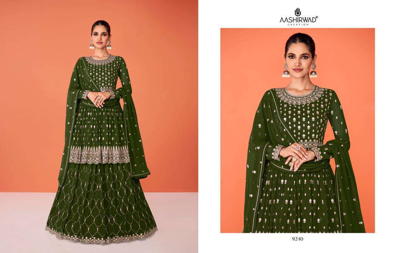 AASHIRWAD CREATION PRESENT EVERSHINE READYMADE GHARARA STYLE DESIGNER SUITS IN WHOLESALE PRICE IN SURAT - SAI DRESSES