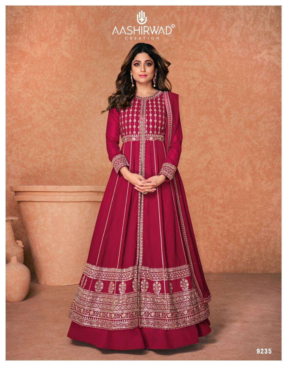  AASHIRWAD CREATION PRESENT JANNAT READYMADE PARTY WEAR ANARKALI DESIGNER SUITS IN WHOLESALE PRICE IN SURAT 