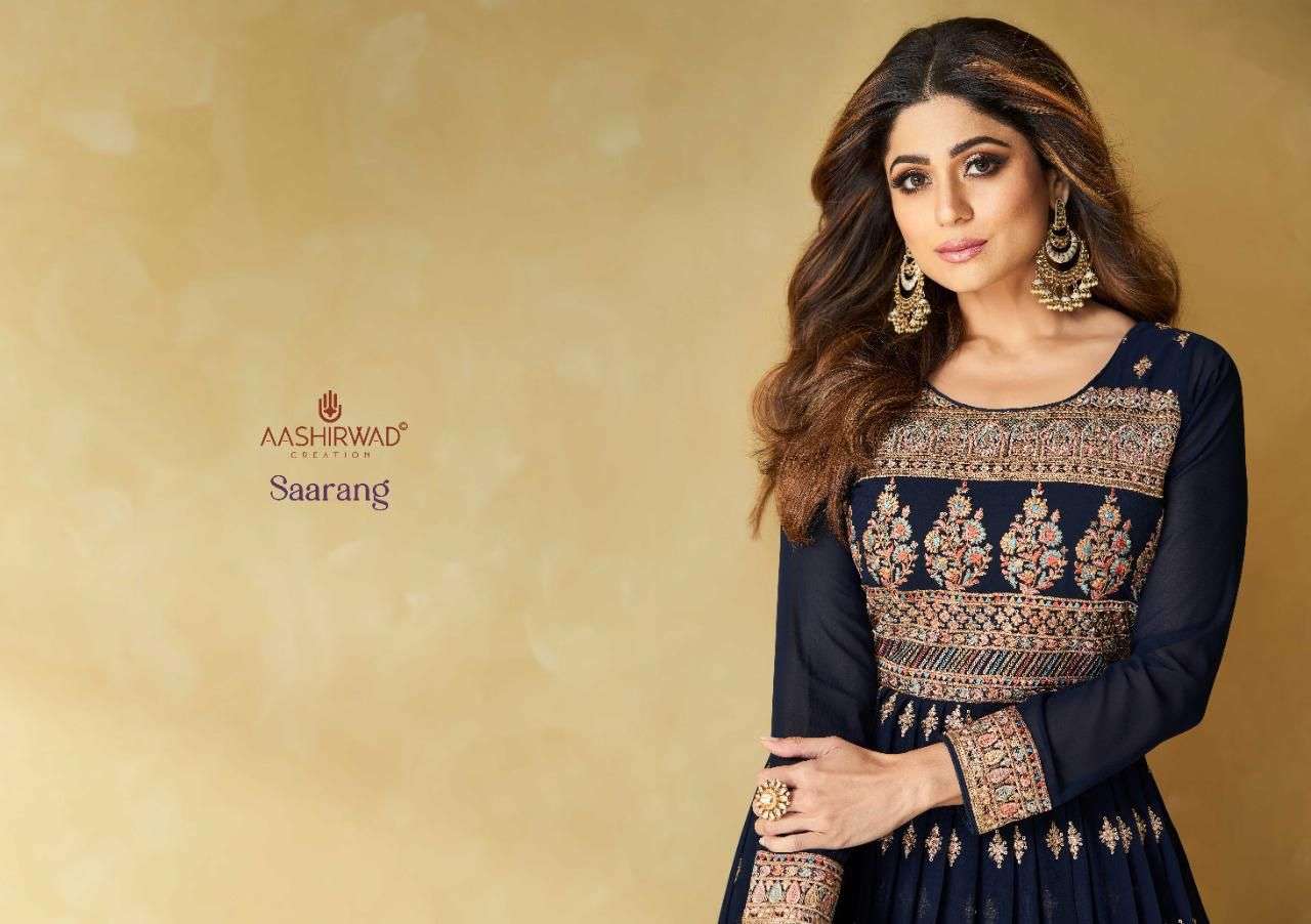 AASHIRWAD CREATION PRESENT SAARANG READYMADE DESIGNER SUITS IN WHOLESALE PRICE IN SURAT - SAI DRESSES