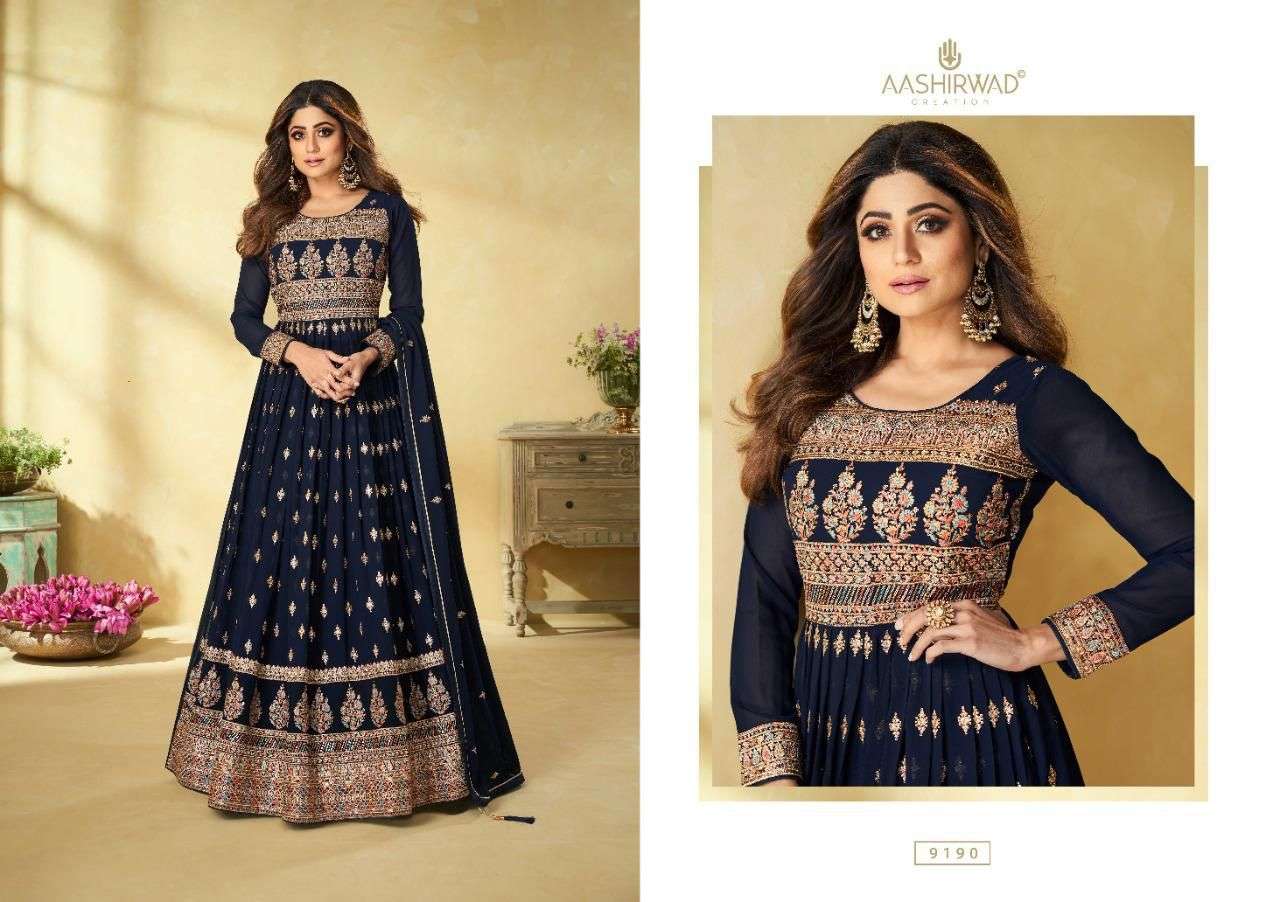 AASHIRWAD CREATION PRESENT SAARANG READYMADE DESIGNER SUITS IN WHOLESALE PRICE IN SURAT - SAI DRESSES